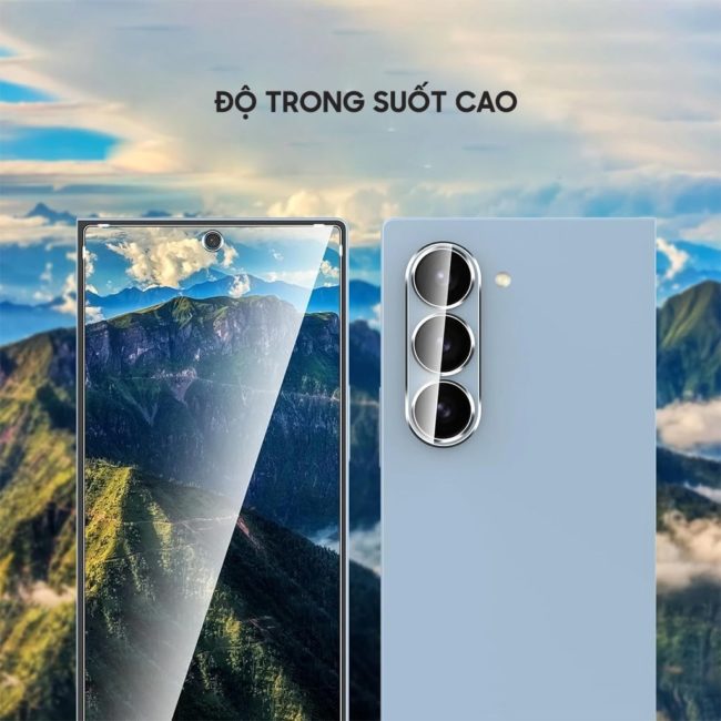 Kính cường lực Samsung Galaxy Z Fold 7 5G trong suốt full màn hình viền đen siêu mỏng nhận vân tay chính hãng HYPER+