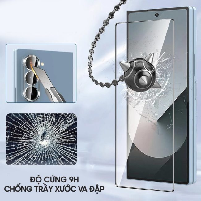 Kính cường lực Samsung Galaxy Z Fold 7 5G trong suốt full màn hình viền đen siêu mỏng nhận vân tay chính hãng HYPER+
