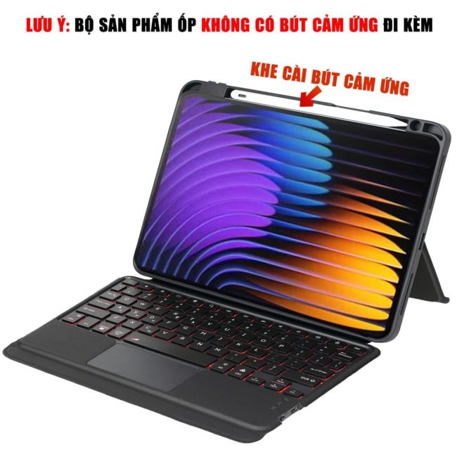 Ốp lưng Xiaomi Pad 7S Pro bao da cao cấp kèm bàn phím chuột cảm ứng 720 độ tách rời linh hoạt