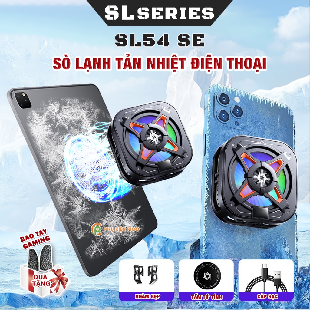 Quạt tản nhiệt điện thoại sò lạnh từ tính có ngàm kẹp rời SL54 SE Led RGB Gaming hỗ trợ tăng FPS Game Mobile Liên Quân Pubg FF