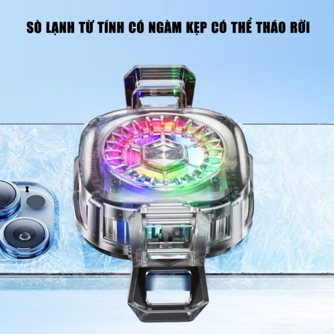 Quạt tản nhiệt điện thoại sò lạnh từ tính có ngàm kẹp rời X122 SE Pro đóng băng full mặt vỏ trong suốt đèn Led RGB