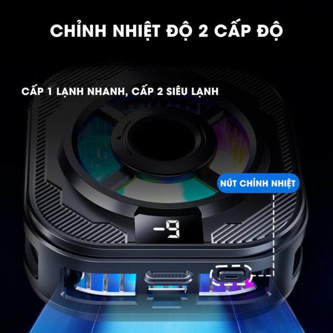 Quạt tản nhiệt điện thoại sò lạnh từ tính có ngàm kẹp rời SL39 SE V2 màn hình hiển thị nhiệt độ Led RGB Gaming