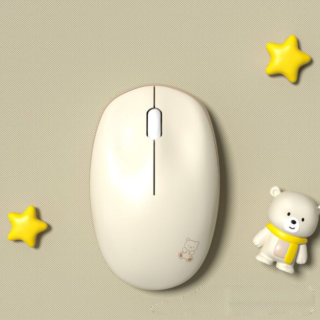 Chuột không dây Mofii M8AG Wireless 2.4G 1600DPI sử dụng cho máy tính, Laptop Chuột hồng dễ thương cute hình gấu