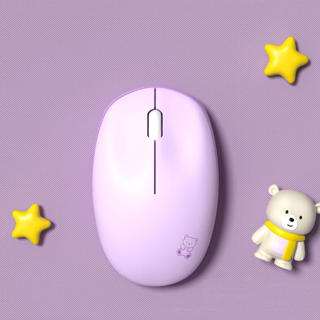 Chuột không dây Mofii M8AG Wireless 2.4G 1600DPI sử dụng cho máy tính, Laptop Chuột hồng dễ thương cute hình gấu