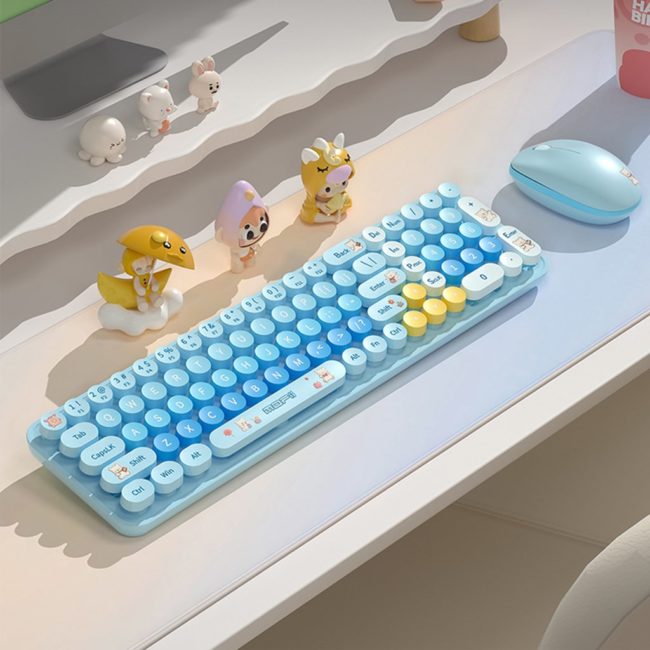 Bộ bàn phím chuột không dây Baby Bear - chuột máy tính không dây bàn phím MOFII hồng dễ thương Wireless