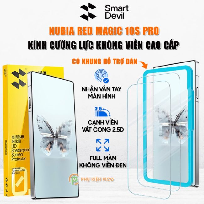 Kính cường lực Nubia Red Magic 10S Pro trong suốt không viền full màn hình chính hãng Smart Devil