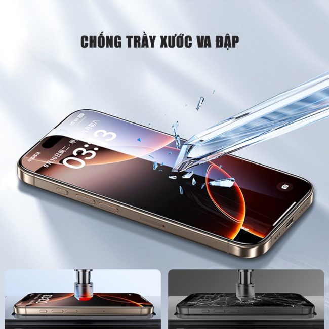 Kính cường lực Iphone 17 Pro chống chói AR Anti-Reflection full màn hình nhận vân tay Smart Devil