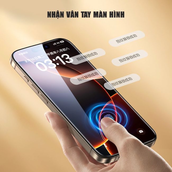 Kính cường lực Iphone 17 Pro chống chói AR Anti-Reflection full màn hình nhận vân tay Smart Devil