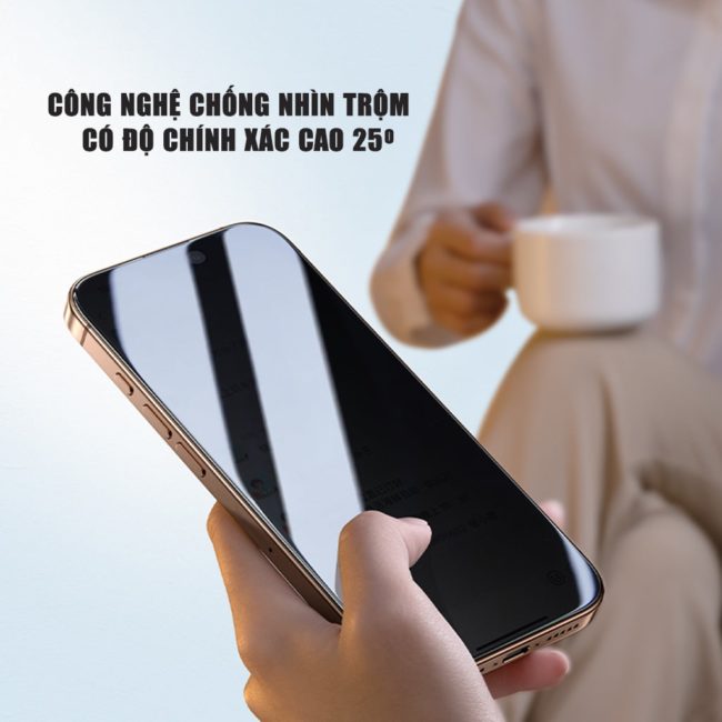 Kính cường lực chống nhìn trộm Iphone 17 full màn hình không viền đen có khung hỗ trợ dán Smart Devil