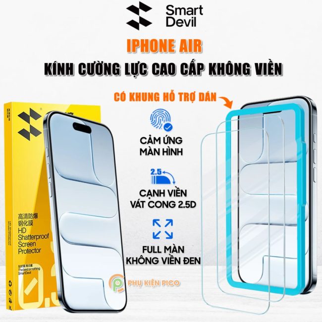 Kính cường lực Iphone Air trong suốt full màn hình không viền Smart Devil