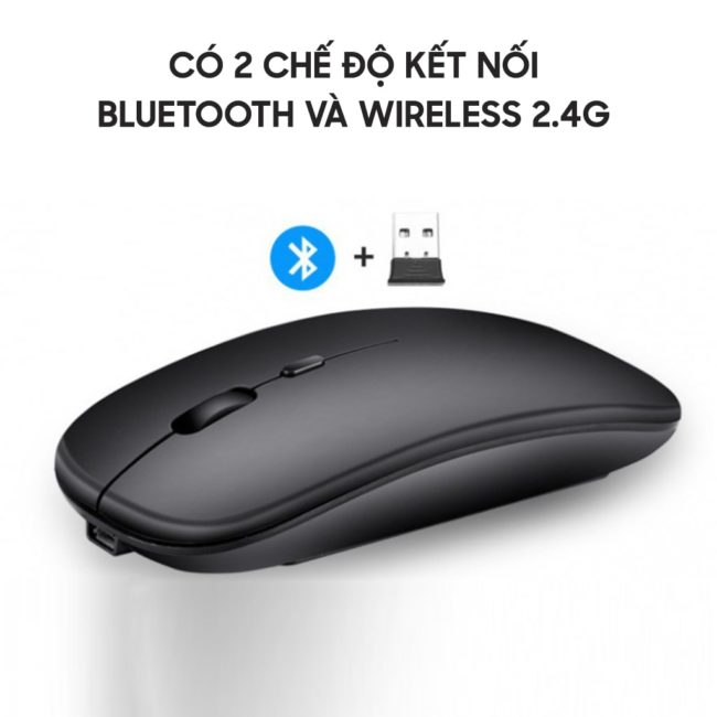 Chuột không dây Bluetooth Wireless 2.4G im lặng siêu mỏng pin sạc có đèn LED dùng làm việc chơi game văn phòng