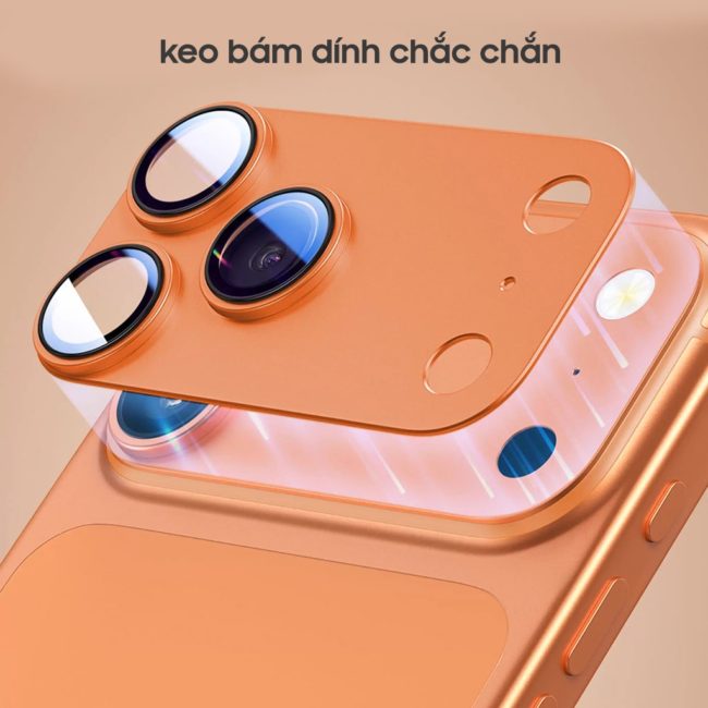 Dán camera Iphone 17 Pro khung nhôm kèm kính cường lực chống trầy xước va đập bảo vệ camera