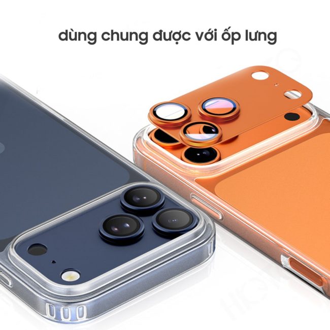 Dán camera Iphone 17 Pro khung nhôm kèm kính cường lực chống trầy xước va đập bảo vệ camera