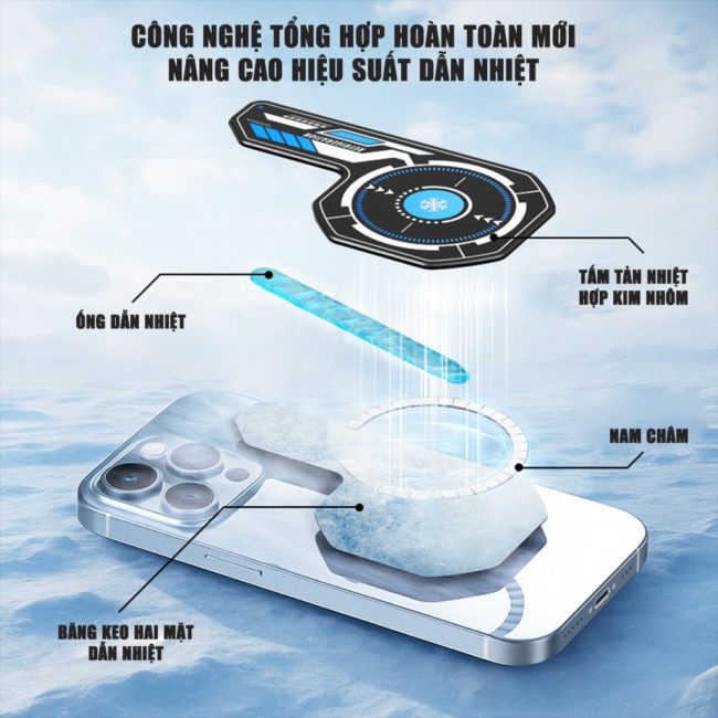Tấm dán tản nhiệt từ tính có lõi ống chất lỏng dẫn nhiệt hiệu suất cao V7 Pro dùng cho quạt tản nhiệt sò lạnh điện thoại