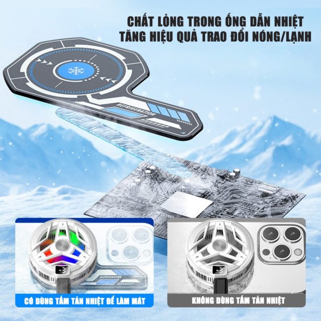 Tấm dán tản nhiệt từ tính có lõi ống chất lỏng dẫn nhiệt hiệu suất cao V7 Pro dùng cho quạt tản nhiệt sò lạnh điện thoại