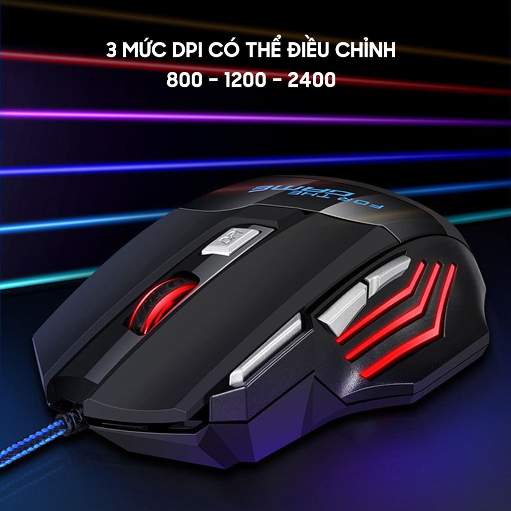 Chuột có dây Gaming G6 2400 DPI Led RGB đổi màu 7 nút bấm dây bọc dù chắc chắn chuột máy tính văn phòng chơi game giá rẻ