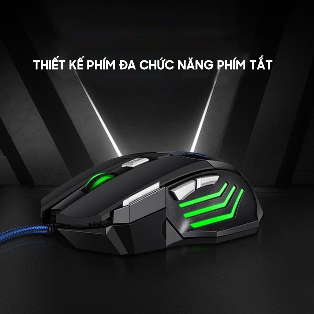 Chuột có dây Gaming G6 2400 DPI Led RGB đổi màu 7 nút bấm dây bọc dù chắc chắn chuột máy tính văn phòng chơi game giá rẻ