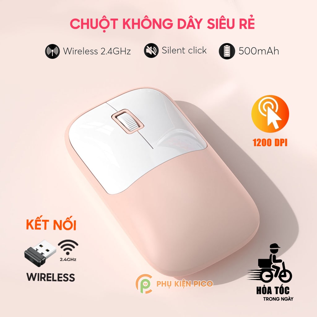 Chuột không dây C2 kết nối Wireless 2.4G pin sạc 500mAh dùng làm việc chơi game máy tính văn phòng