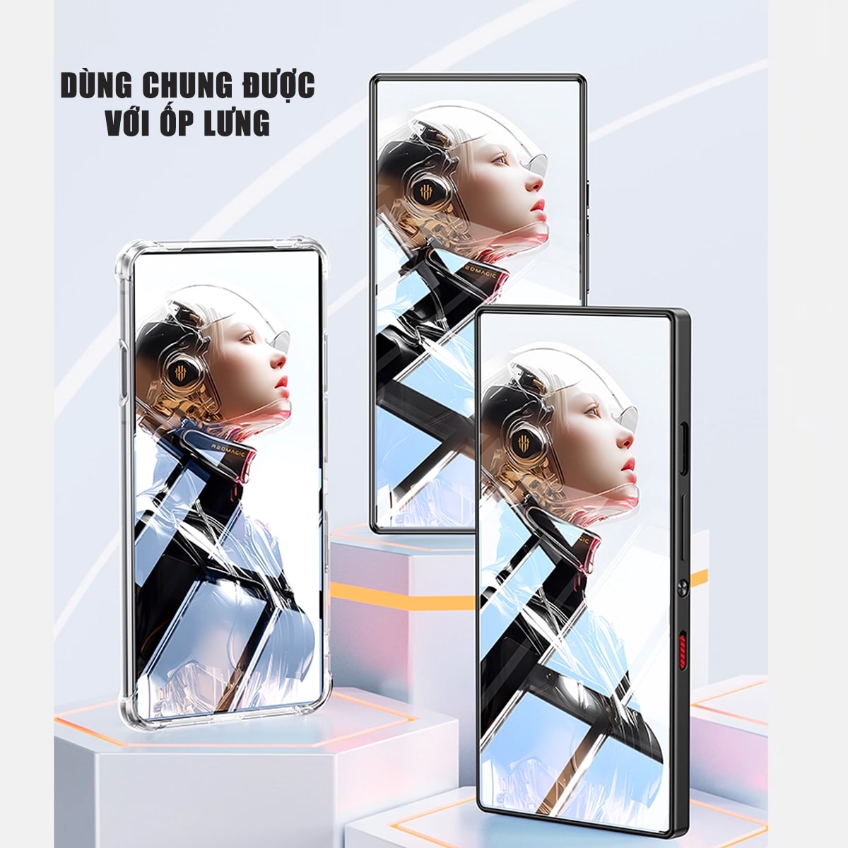 Kính cường lực Nubia RedMagic 11 Pro trong suốt full màn hãng Smart Devil có khung hỗ trợ dán