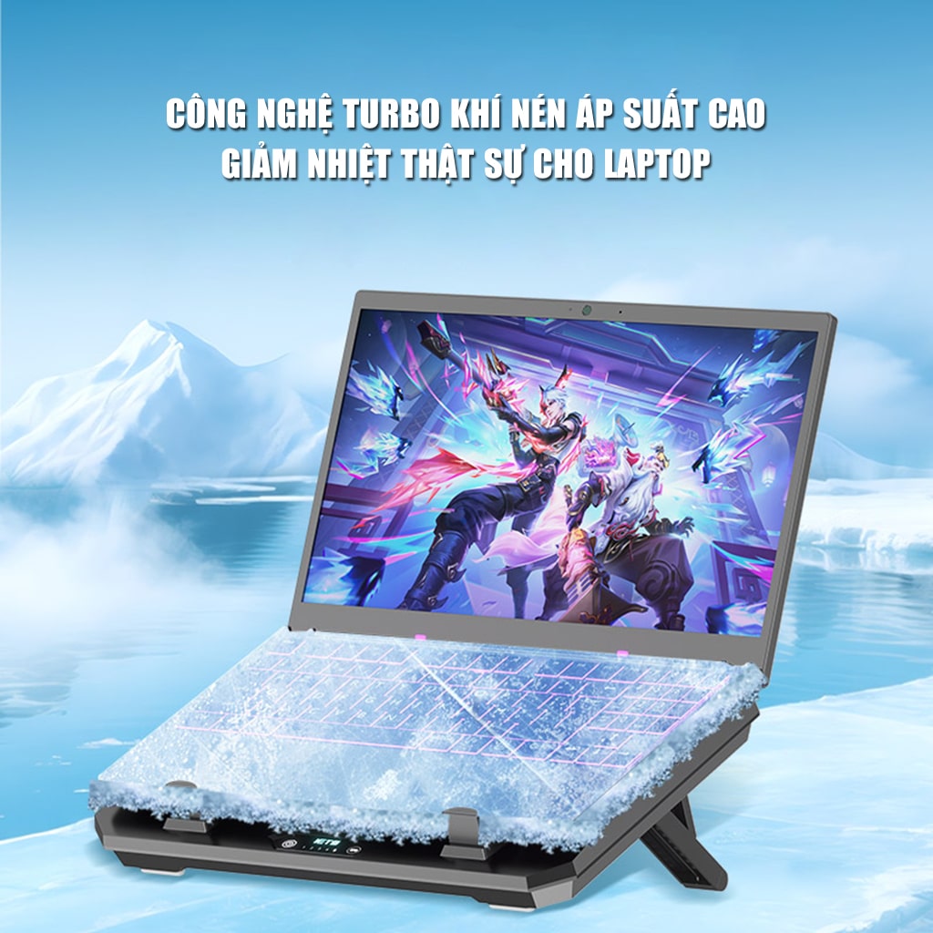 Đế tản nhiệt laptop IETS GT350 tản khí nén turbo 4000RPM quạt giảm nhiệt thực sự chuyên dụng cho máy tính đồ họa gaming