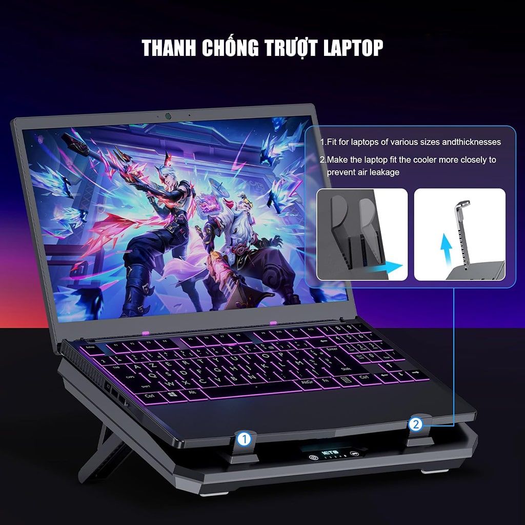 Đế tản nhiệt laptop IETS GT350 tản khí nén turbo 4000RPM quạt giảm nhiệt thực sự chuyên dụng cho máy tính đồ họa gaming