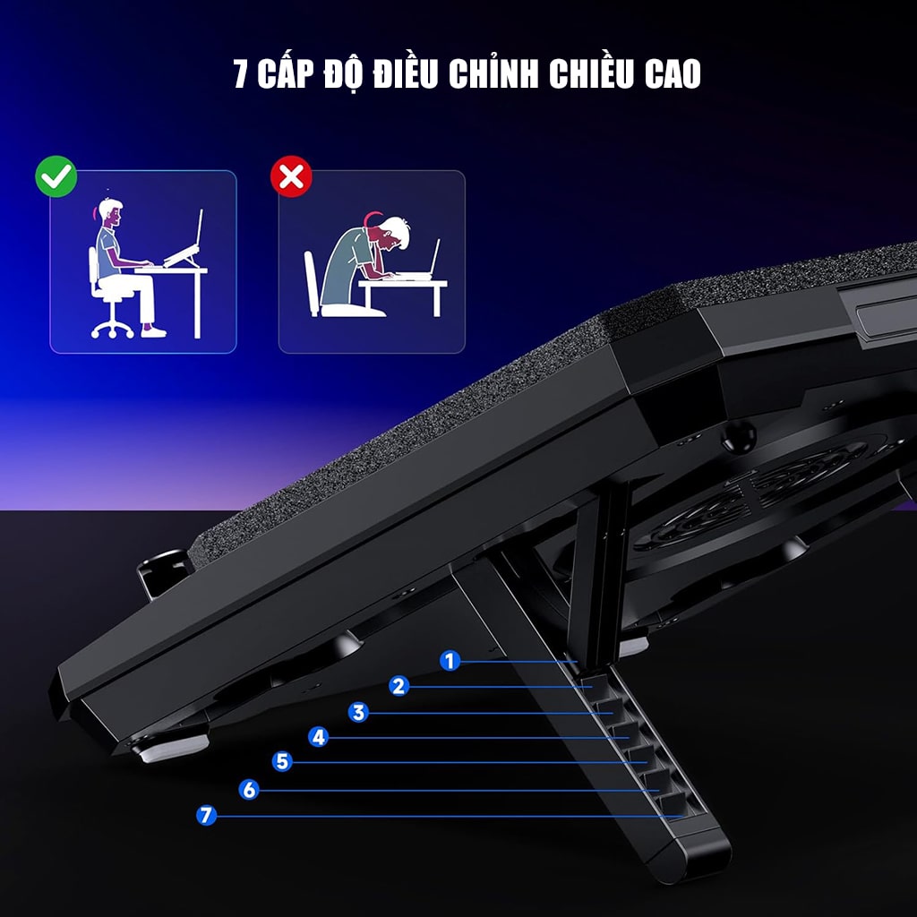 Đế tản nhiệt laptop IETS GT350 tản khí nén turbo 4000RPM quạt giảm nhiệt thực sự chuyên dụng cho máy tính đồ họa gaming