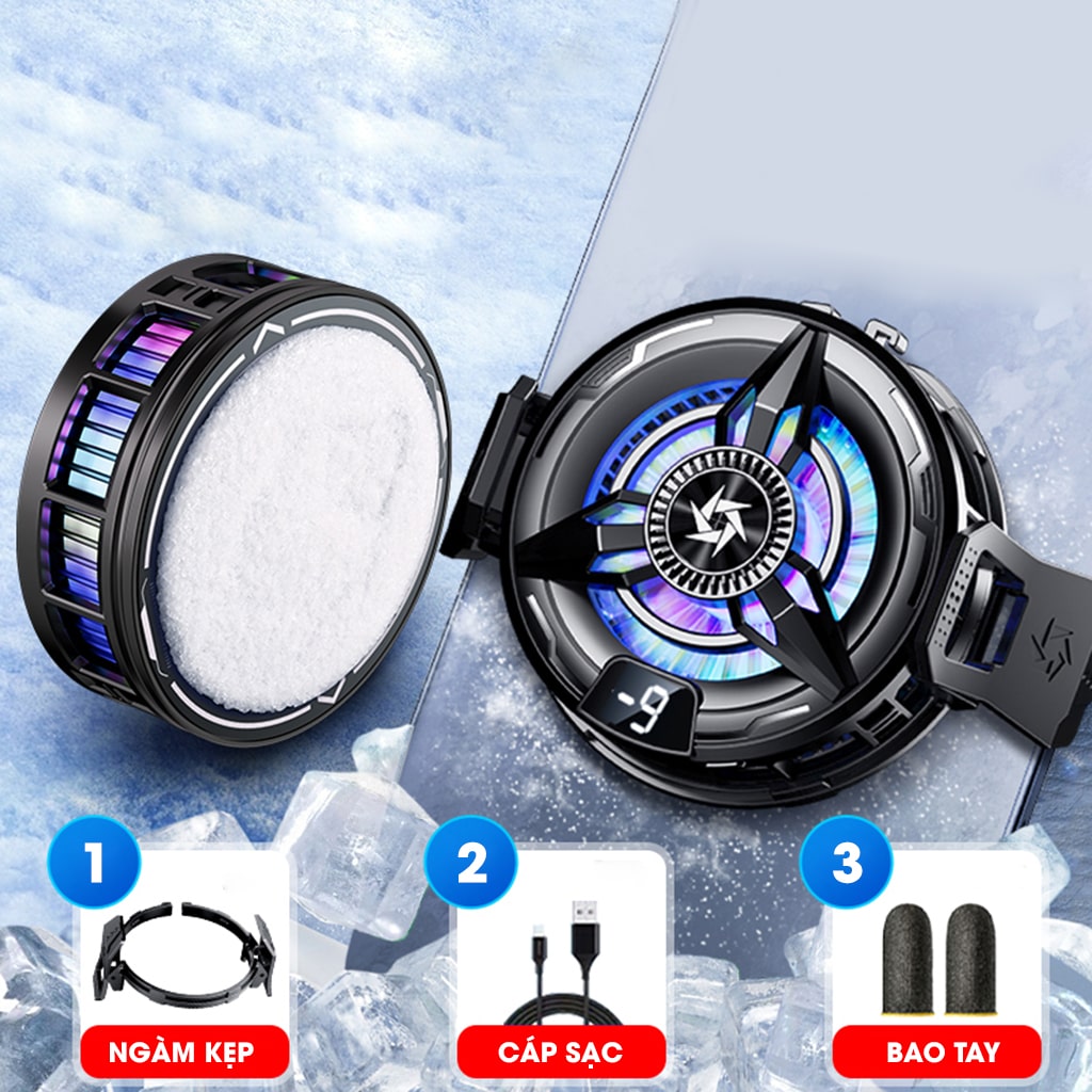 Quạt tản nhiệt điện thoại sò lạnh từ tính SL50 Pro đóng băng bề mặt có ngàm kẹp rời màn hình hiển thị nhiệt độ