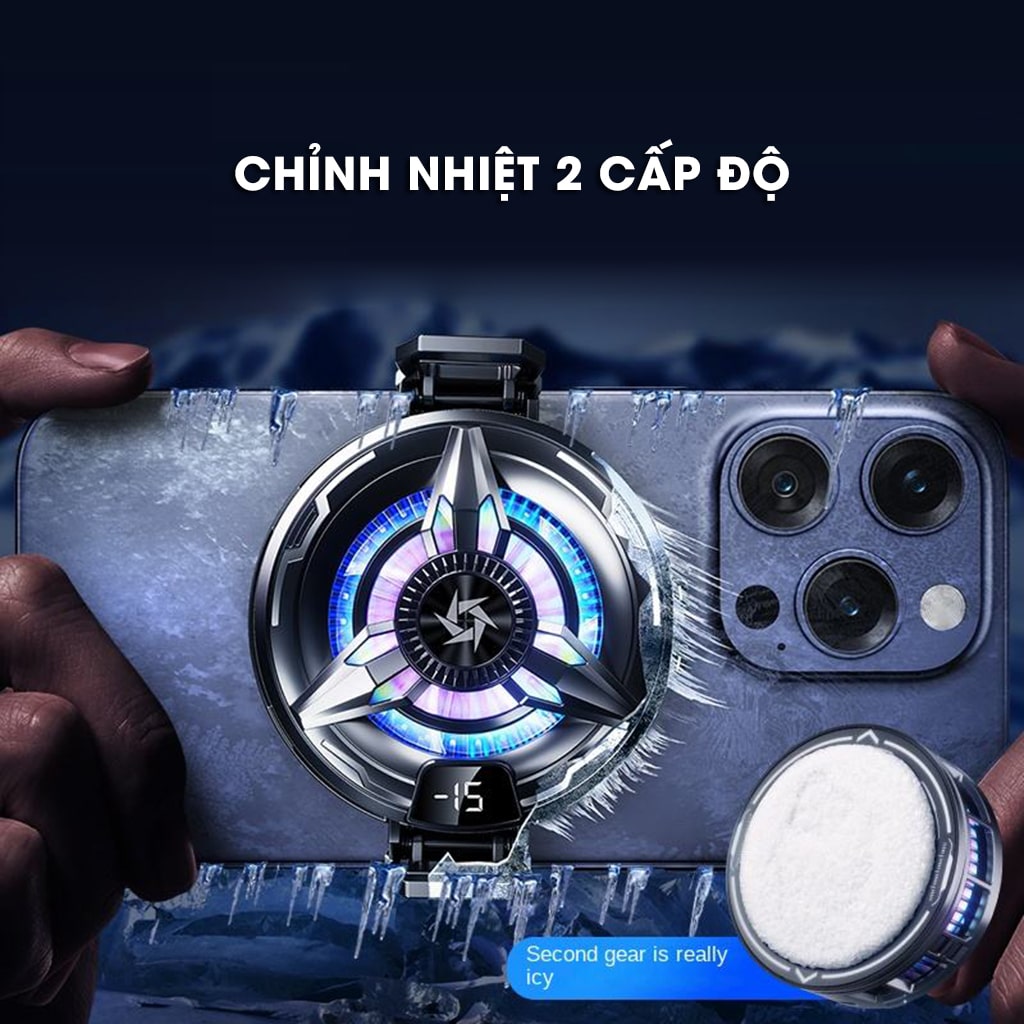 Quạt tản nhiệt điện thoại sò lạnh từ tính SL50 Pro đóng băng bề mặt có ngàm kẹp rời màn hình hiển thị nhiệt độ
