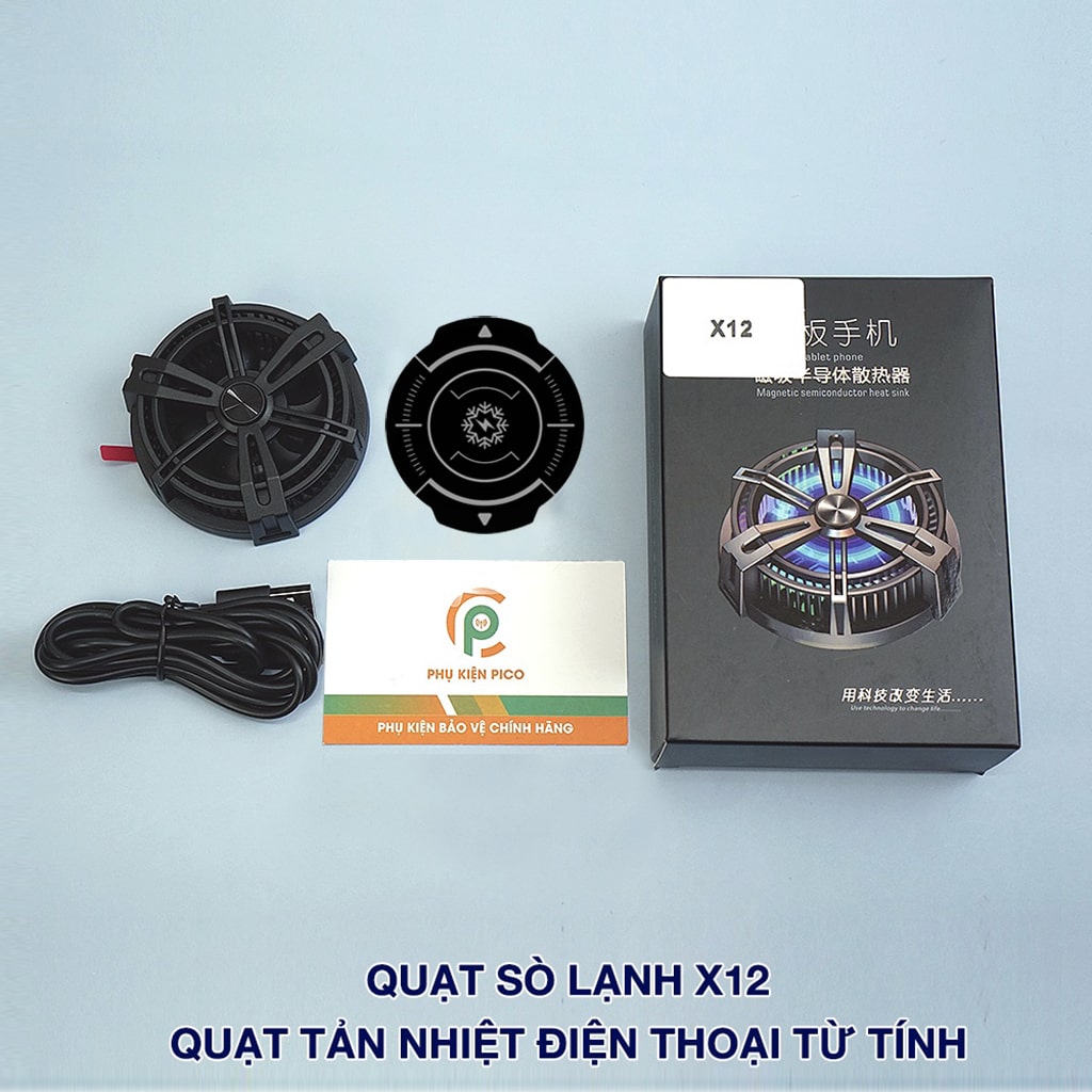 Quạt tản nhiệt điện thoại sò lạnh từ tính X12 công suất 10W Led RGB Gaming hỗ trợ tăng FPS Game Mobile Liên Quân Pubg FF