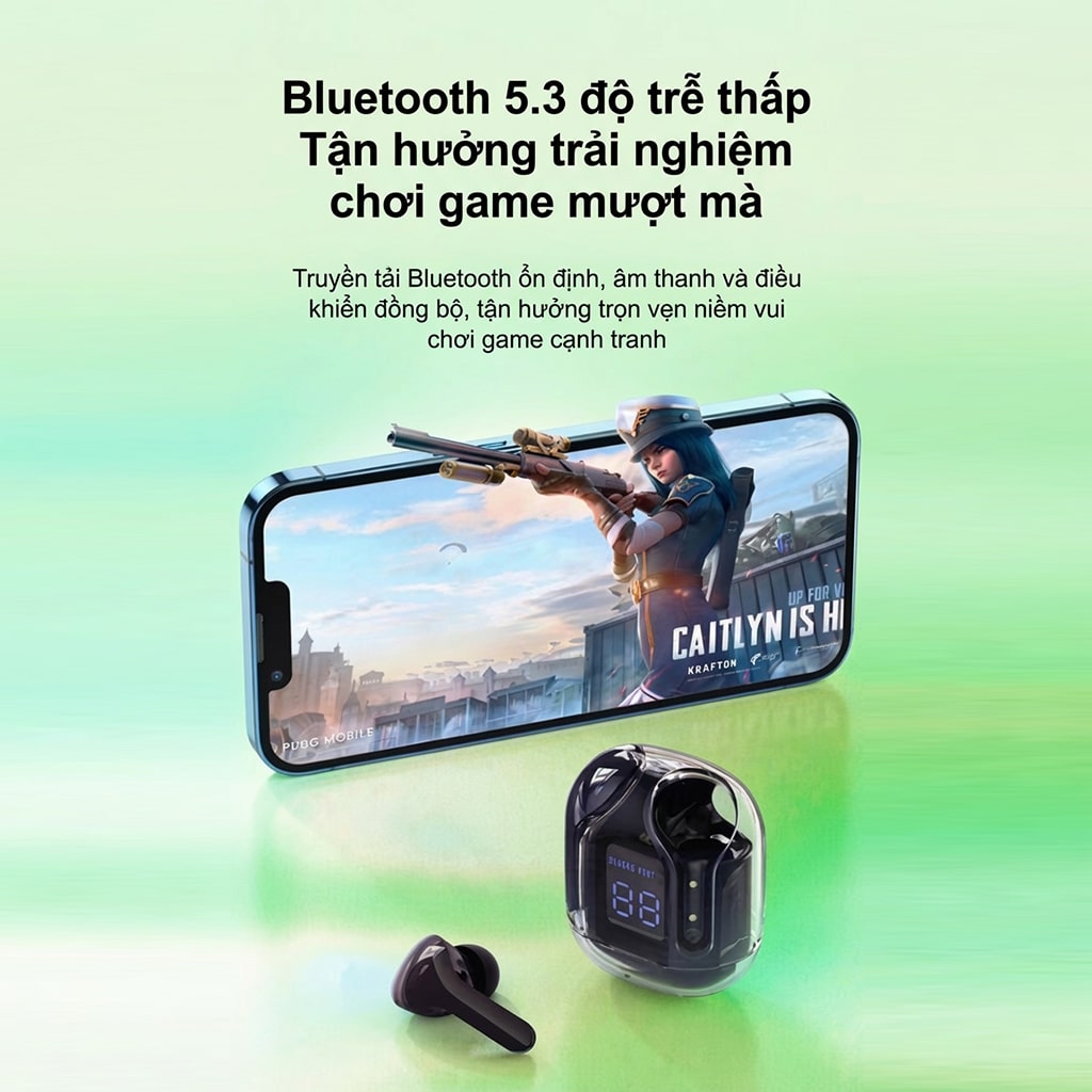 Tai nghe không dây nhét tai giảm tiếng ồn trong suốt W3 Max Bluetooth 5.3 mới có màn hình kỹ thuật số tích hợp và micro