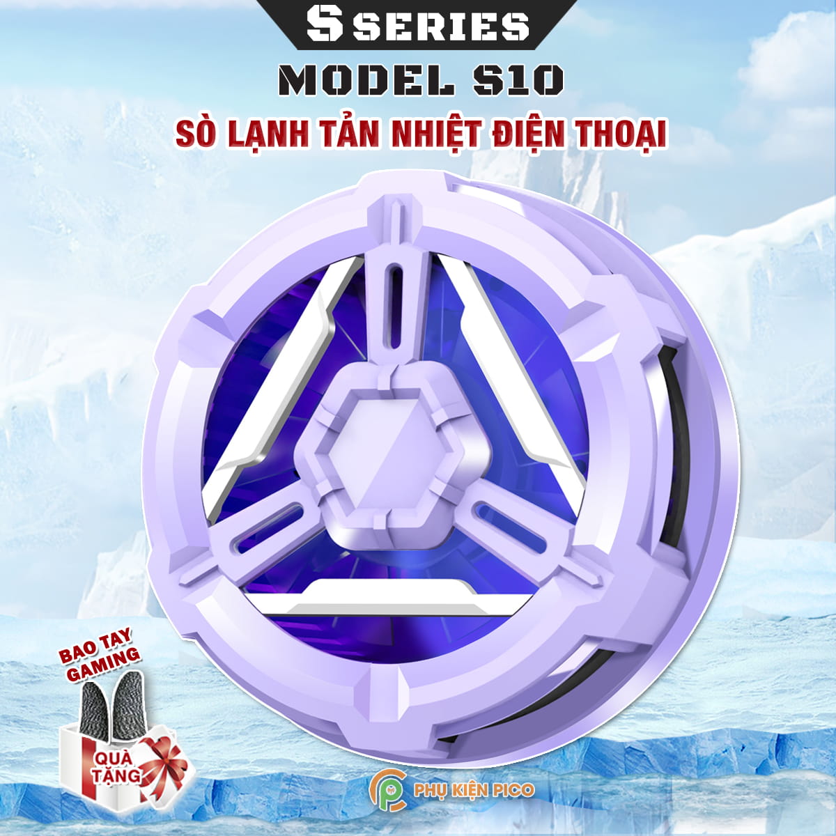 Quạt tản nhiệt điện thoại sò lạnh từ tính S10 Led Gaming hỗ trợ tăng FPS Game Mobile Liên Quân Pubg Free Fire