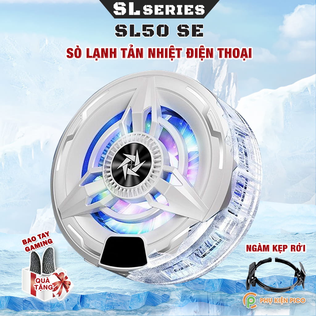 Quạt tản nhiệt điện thoại sò lạnh từ tính SL50 SE có ngàm kẹp rời giá rẻ giảm nhiệt nhanh hỗ trợ tăng FPS Gaming